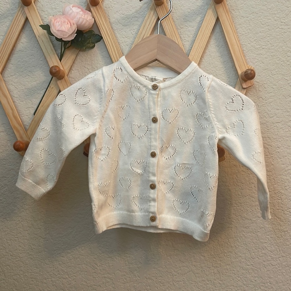 H&M White Heart Cardigan